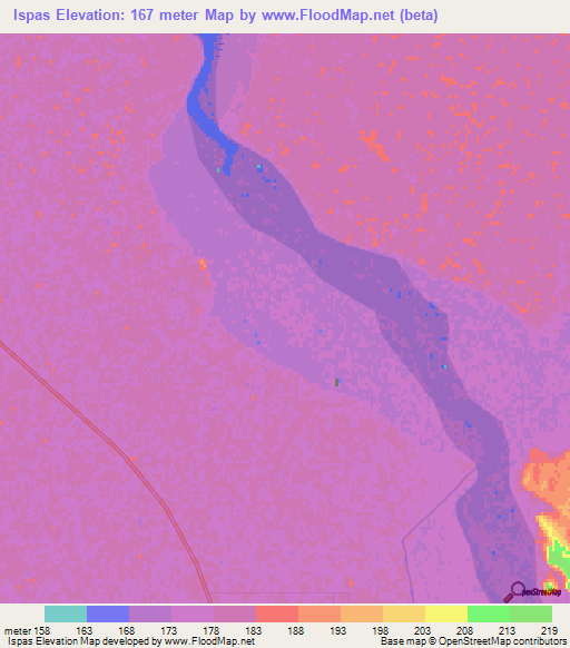 Ispas,Turkmenistan Elevation Map