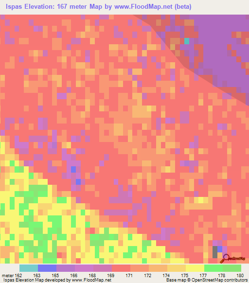 Ispas,Turkmenistan Elevation Map