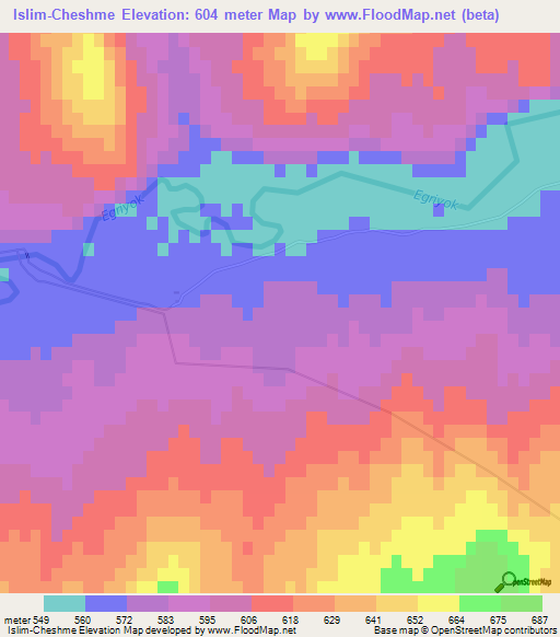 Islim-Cheshme,Turkmenistan Elevation Map