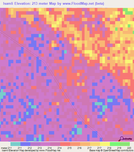 Isamli,Turkmenistan Elevation Map