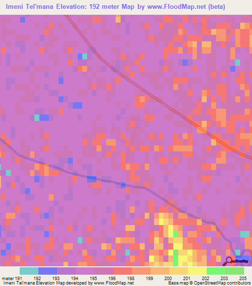 Imeni Tel'mana,Turkmenistan Elevation Map