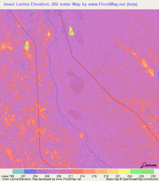 Imeni Lenina,Turkmenistan Elevation Map