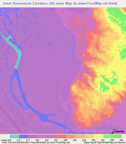 Imeni Komsomola,Turkmenistan Elevation Map