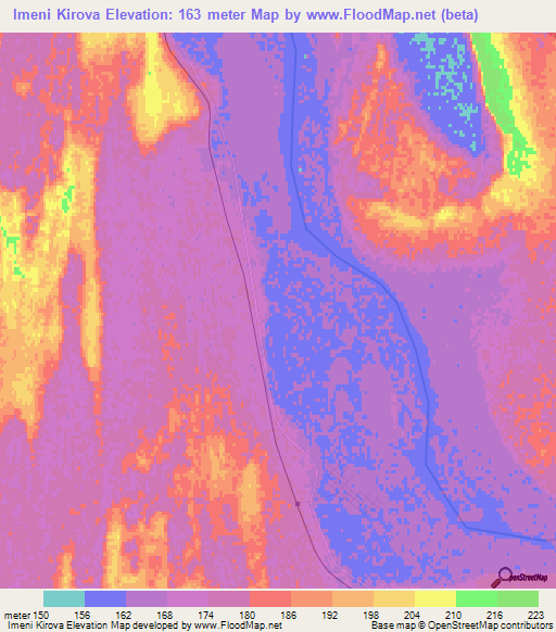 Imeni Kirova,Turkmenistan Elevation Map