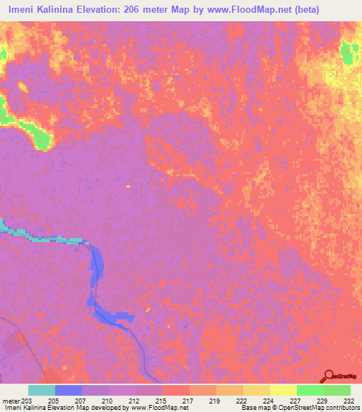 Imeni Kalinina,Turkmenistan Elevation Map