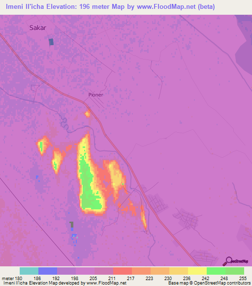 Imeni Il'icha,Turkmenistan Elevation Map