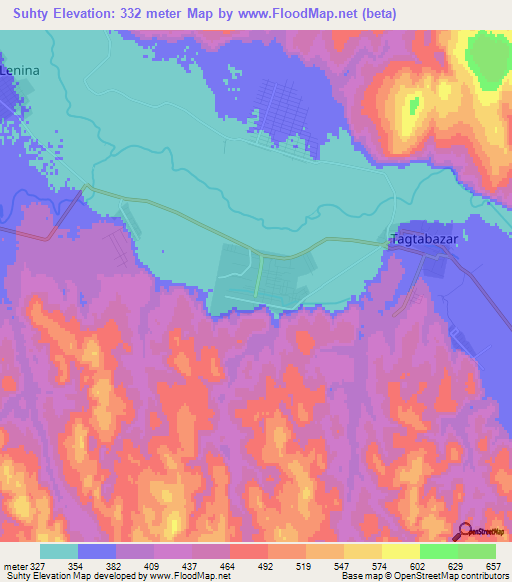 Suhty,Turkmenistan Elevation Map