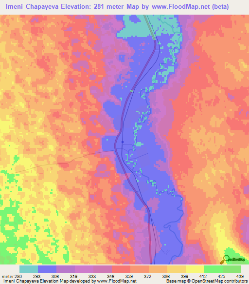 Imeni Chapayeva,Turkmenistan Elevation Map