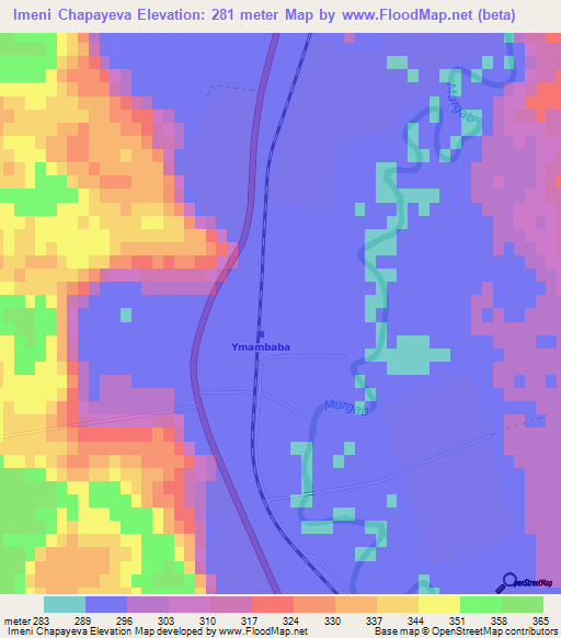 Imeni Chapayeva,Turkmenistan Elevation Map