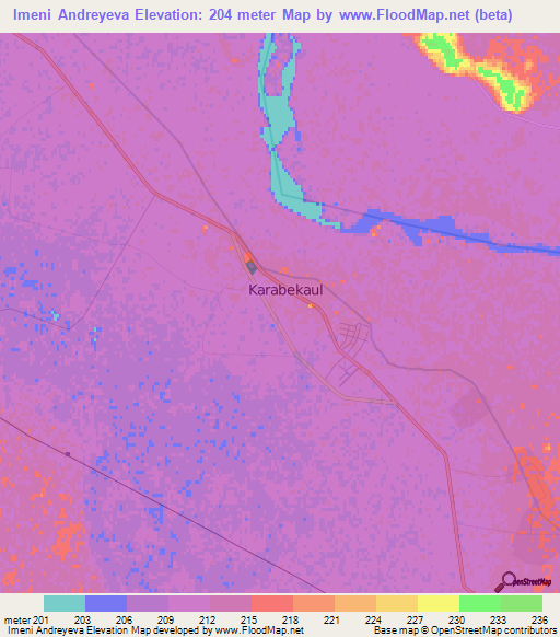 Imeni Andreyeva,Turkmenistan Elevation Map