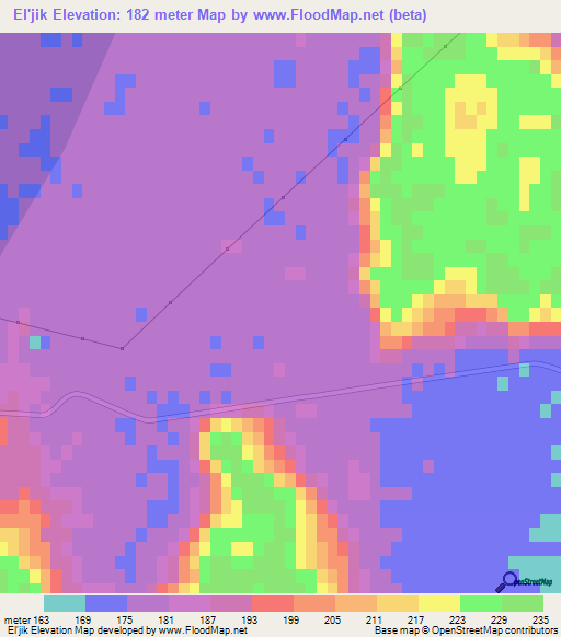 El'jik,Turkmenistan Elevation Map