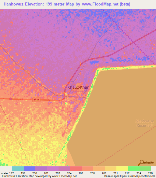 Hanhowuz,Turkmenistan Elevation Map