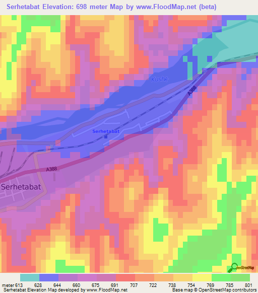 Serhetabat,Turkmenistan Elevation Map