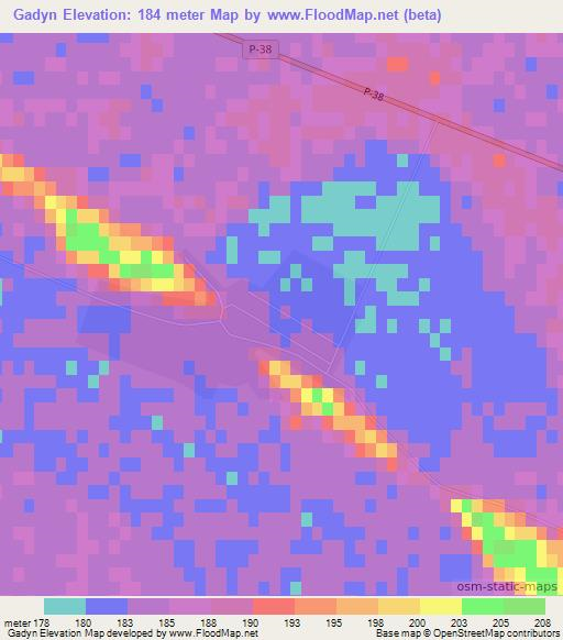 Gadyn,Turkmenistan Elevation Map