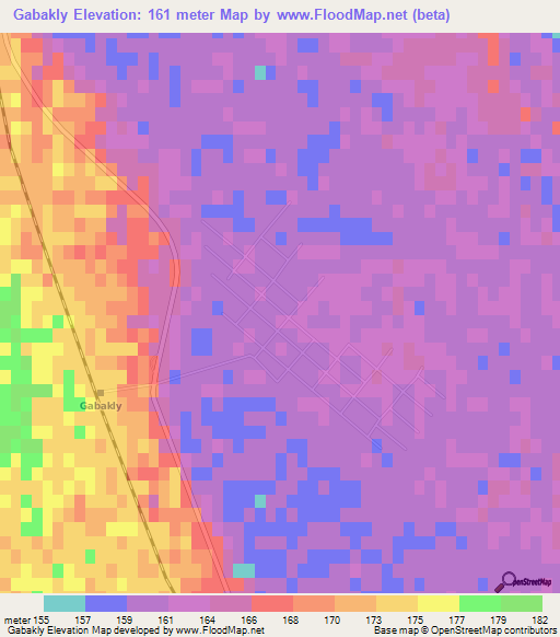 Gabakly,Turkmenistan Elevation Map