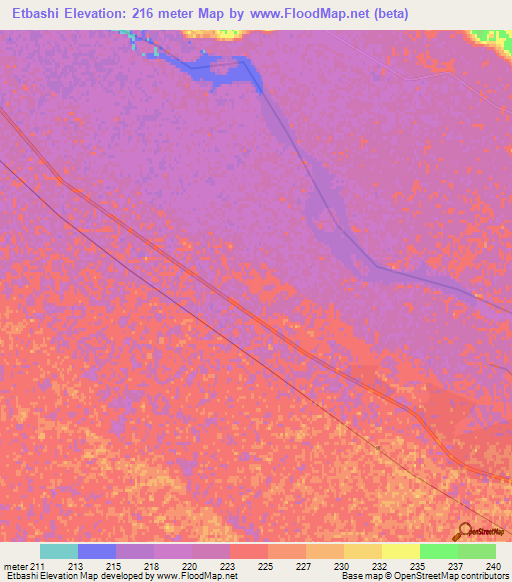 Etbashi,Turkmenistan Elevation Map