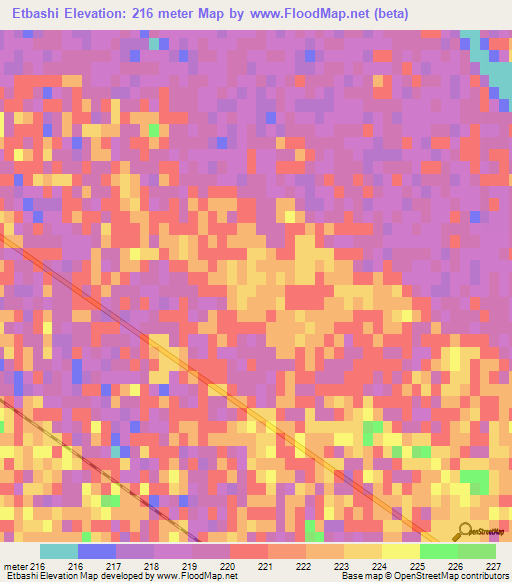 Etbashi,Turkmenistan Elevation Map