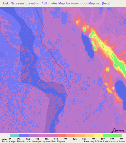 Eski-Narazym,Turkmenistan Elevation Map