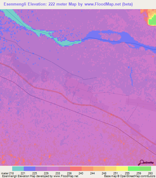 Esenmengli,Turkmenistan Elevation Map