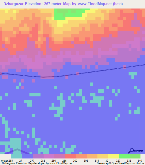 Dzharguzar,Turkmenistan Elevation Map