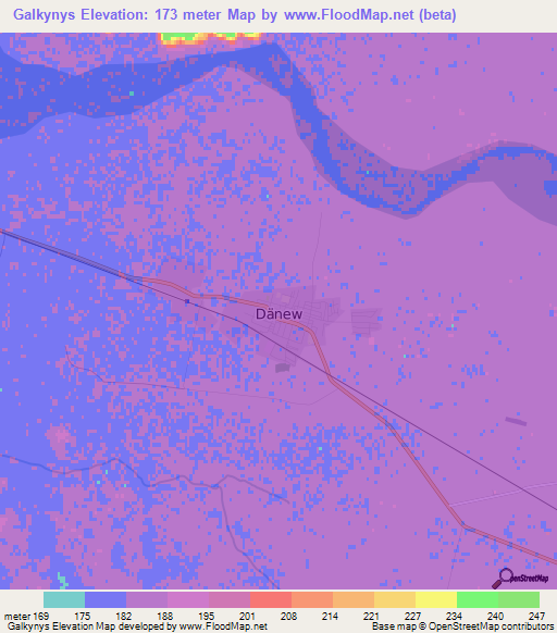 Galkynys,Turkmenistan Elevation Map
