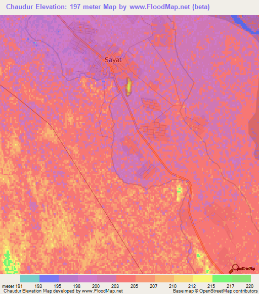 Chaudur,Turkmenistan Elevation Map