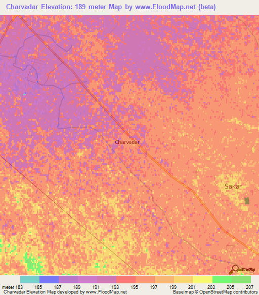Charvadar,Turkmenistan Elevation Map