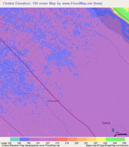 Chaltut,Turkmenistan Elevation Map