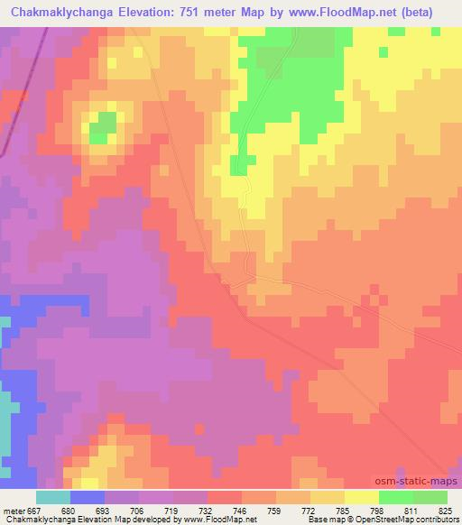 Chakmaklychanga,Turkmenistan Elevation Map