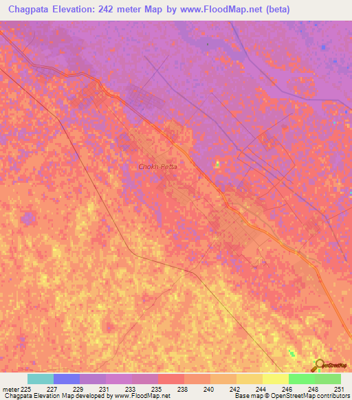 Chagpata,Turkmenistan Elevation Map