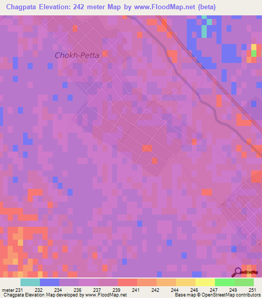 Chagpata,Turkmenistan Elevation Map