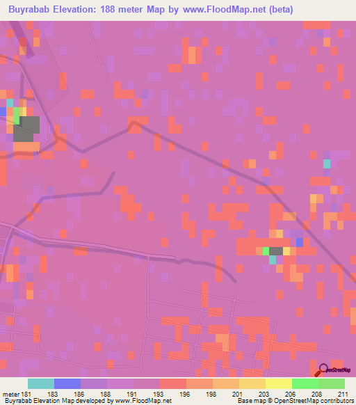 Buyrabab,Turkmenistan Elevation Map