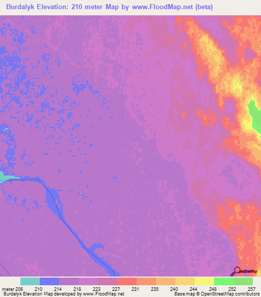 Burdalyk,Turkmenistan Elevation Map