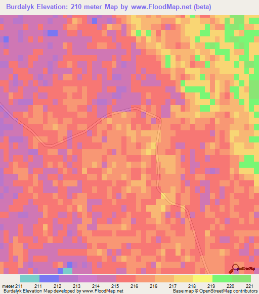 Burdalyk,Turkmenistan Elevation Map