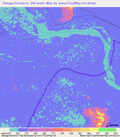 Basaga,Turkmenistan Elevation Map