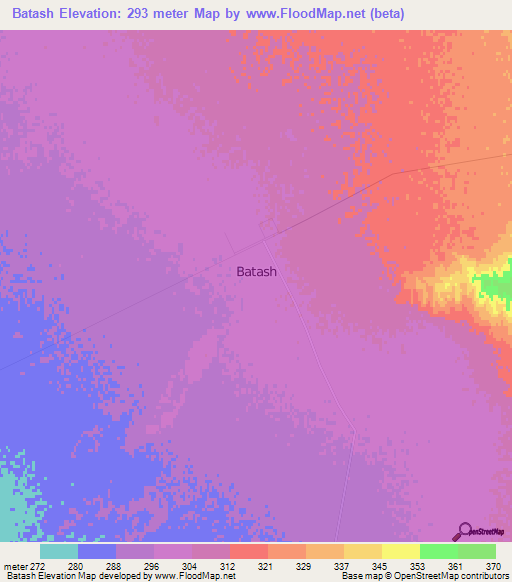 Batash,Turkmenistan Elevation Map