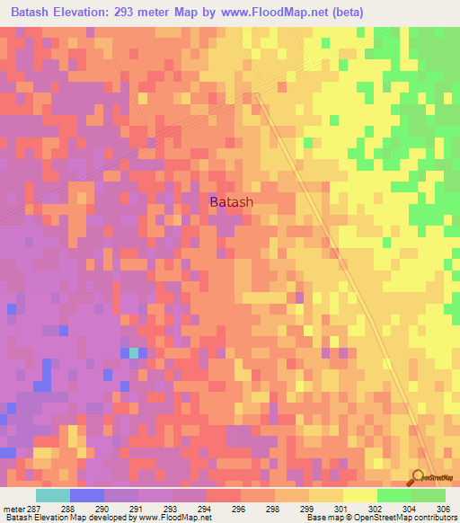 Batash,Turkmenistan Elevation Map