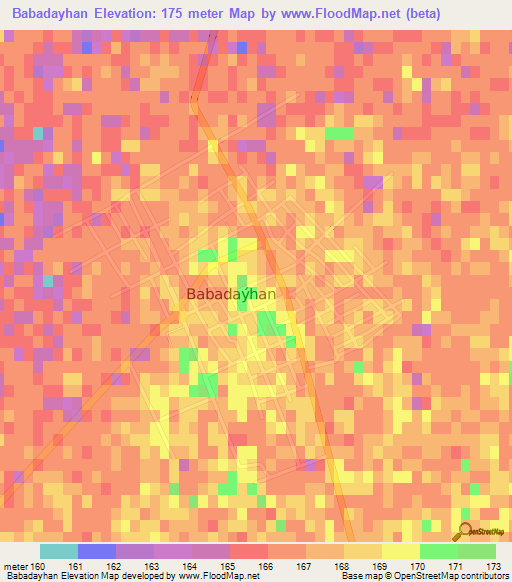 Babadayhan,Turkmenistan Elevation Map