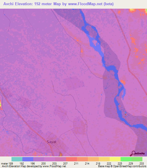 Avchi,Turkmenistan Elevation Map