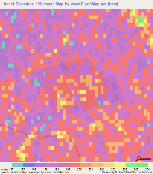 Avchi,Turkmenistan Elevation Map
