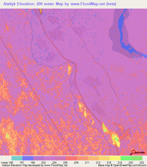 Atatlyk,Turkmenistan Elevation Map