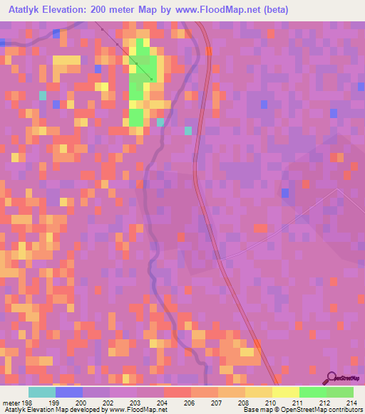 Atatlyk,Turkmenistan Elevation Map