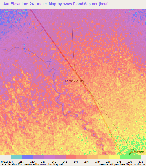 Ata,Turkmenistan Elevation Map