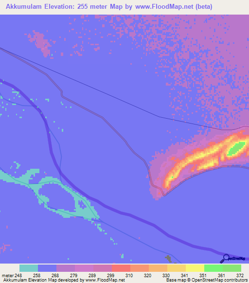 Akkumulam,Turkmenistan Elevation Map