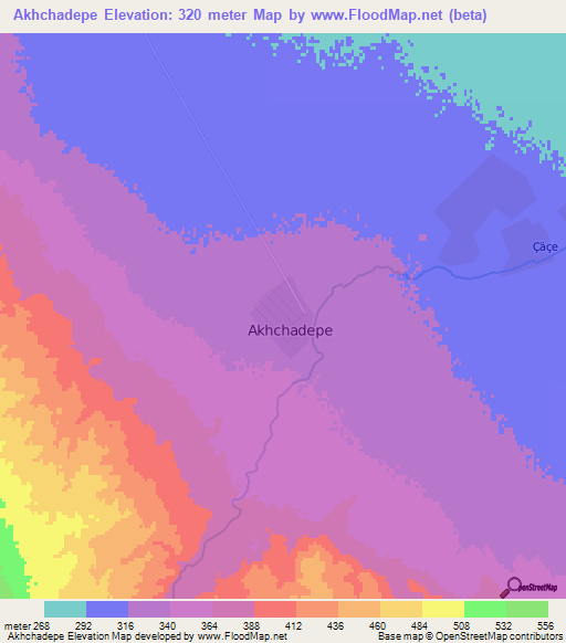 Akhchadepe,Turkmenistan Elevation Map