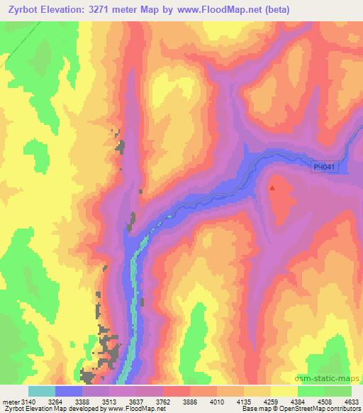 Zyrbot,Tajikistan Elevation Map