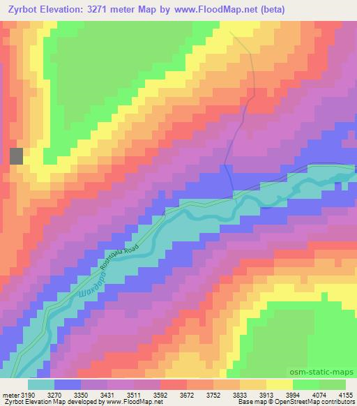 Zyrbot,Tajikistan Elevation Map