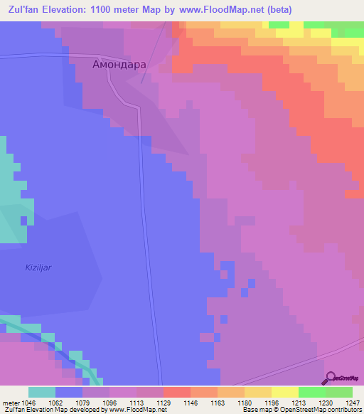 Zul'fan,Tajikistan Elevation Map