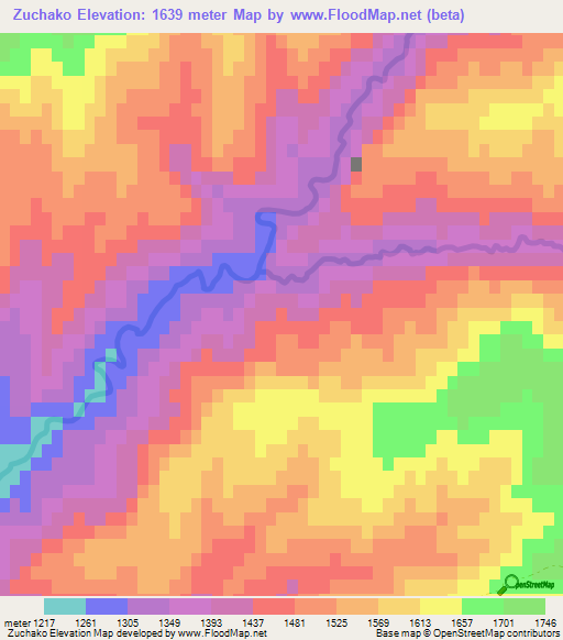 Zuchako,Tajikistan Elevation Map