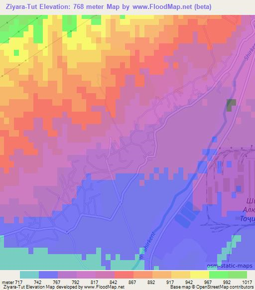 Ziyara-Tut,Tajikistan Elevation Map